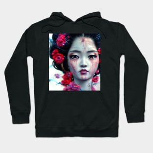 Geisha portrait with flowers, modern geisha art Hoodie